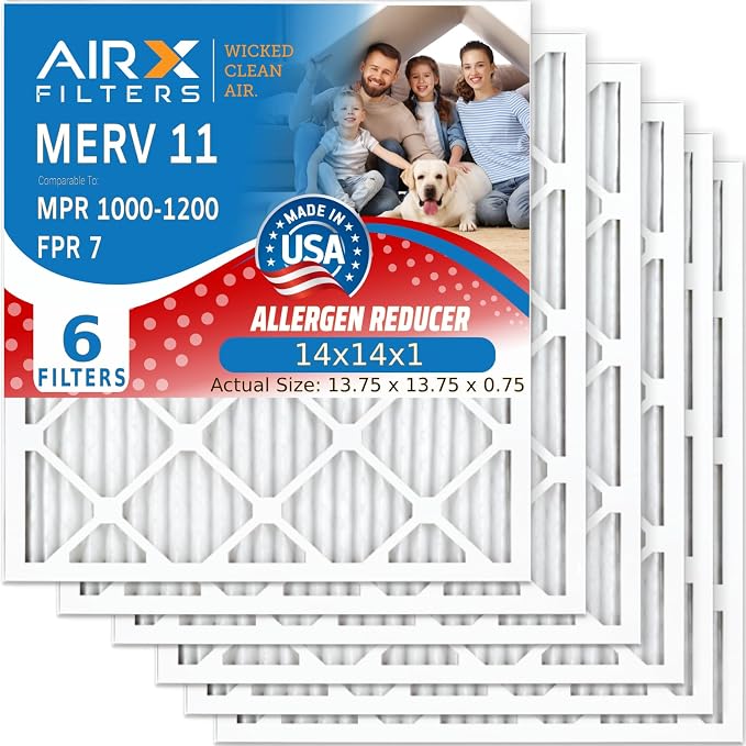 AIRX FILTERS WICKED CLEAN AIR. 14x14x1 Air Filter MERV 11 Electrostatic Pleated by AIRXFILTERSWICKEDCLEANAIR