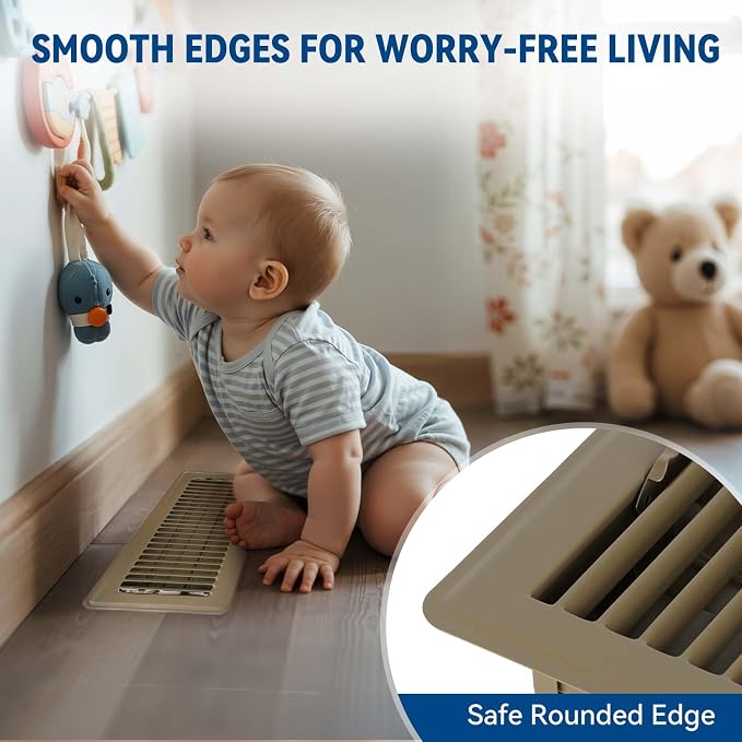 4" x 12" Floor Register Vent Covers 6-Pack, Walkable Powder-Coated Metal Vent - Image 3