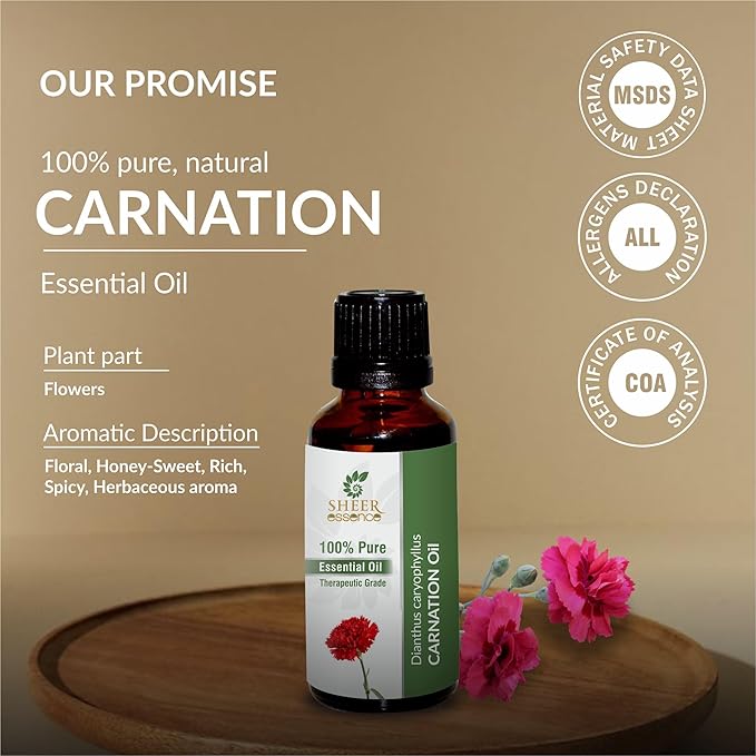Carnation Oil -(Dianthus Caryophyllus)- Essential Oil 100% Pure Natural Undiluted Uncut Therapeutic Grade Oil 16.90 Fl.OZ