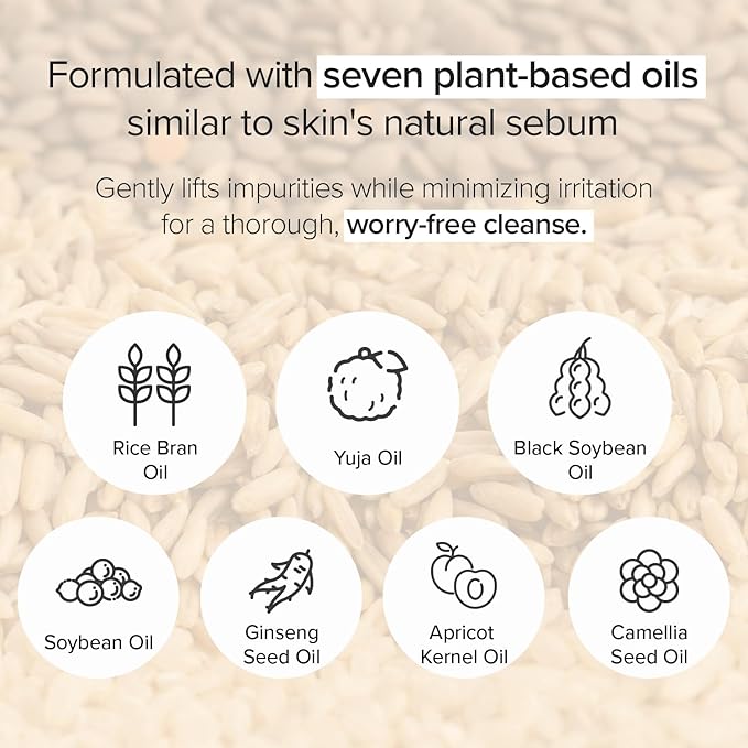 Mary&May Rice + Glutathione LHA Cleansing Oil | Daily Makeup Remover | Removes Impurities, Sebum & Clogged Pores | Double Cleanse | Gentle Exfoliation for Sensitive Skin | Korean Skincare | 6.76 fl oz