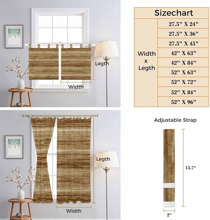 Vintage Western Kitchen Curtains 36 Inch Length, Small Window Curtains Tab Top - Image 8