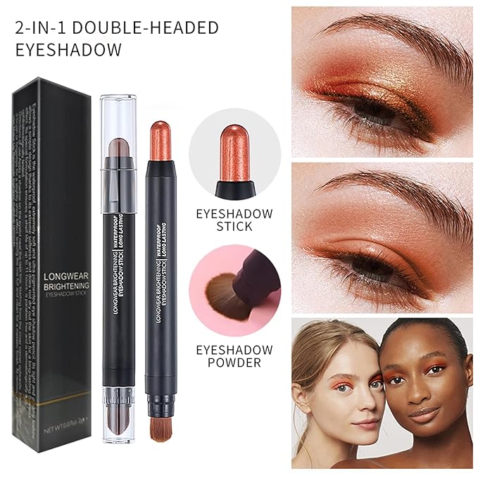 Charcoal Gray Dual Ended Eyeshadow Stick 12 Colors Matte and Shimmer Waterproof Long Lasting Creamy Eyeshadow Pencil for Smokey Eye Natural Everyday Makeup