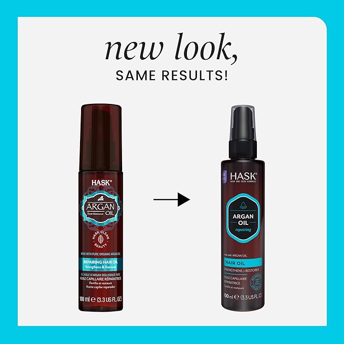 HASK ARGAN Repairing Shine Hair Oil for All Hair Types, Vegan, Color Safe, Gluten-free, Sulfate-free, Paraben-free - Pack of 3