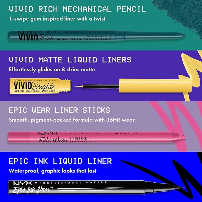 NYX PROFESSIONAL MAKEUP Mechanical Eye Pencil, Vivid Rich Mechanical, Creamy Retractable Eyeliner - Truffle Diamond, Pewter Eyeliner