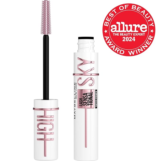 Maybelline Lash Sensational Sky High Serum Infused Lash Primer for Mascara, Lengthening, Thickening, Tinted and Washable Formula, Soft Black, 1 Count
