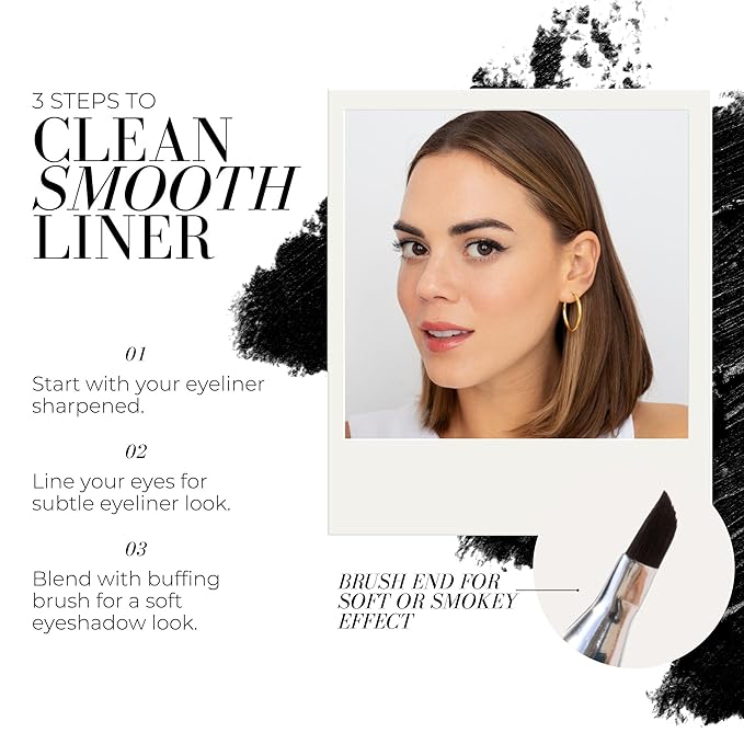 FITGLOW Beauty Vegan Eyeliner Pencil | Long-Lasting Eye Liner with Blending Brush | Smudge-Proof Eyeliner | Sensitive Eye Makeup | Natural, Clean & Cruelty-Free Eye Pencil | Black, 1.1g