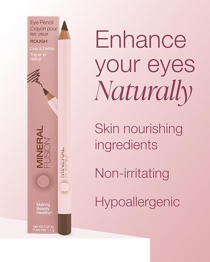 Mineral Fusion Eye Pencil (Light Brown - Rough) - Eyeliner with Soothing Chamomile, Meadowfoam & Vitamin E - Smooth & Long Lasting, Hypoallergenic, Non-Irritating Eye Makeup