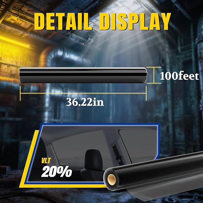 ARANA Ceramic Window Tint Car 20% VLT, 36" in x 100FT Automotive Window Tints Privacy Film Block 99% UV/IR Rays, Reduce Glare & Heat Control & HD Vision & Scratch Proof