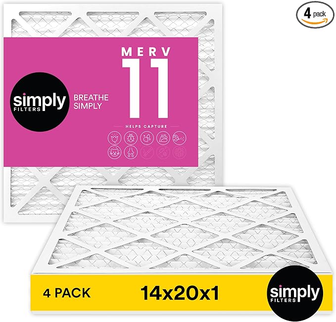 Simply 14x20x1 Air Filter, MERV 11, 4 Pack, by SimplyFilters