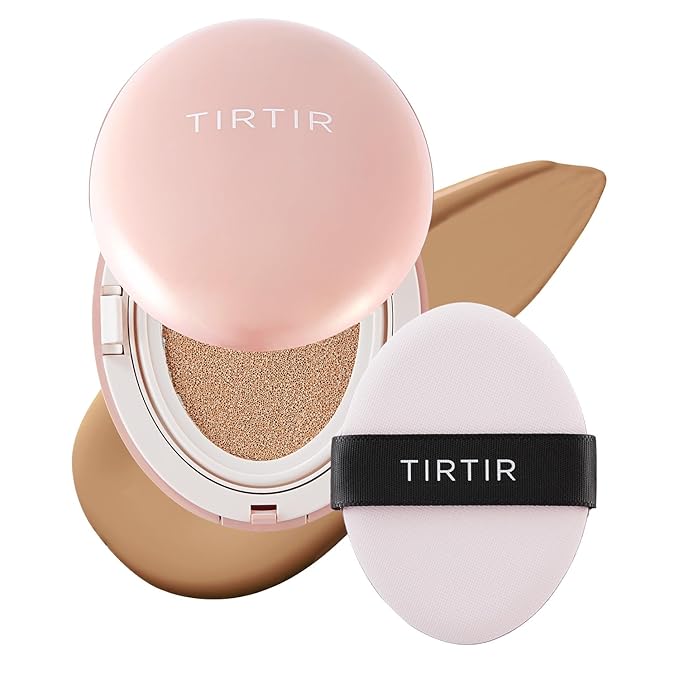 TIRTIR Mask Fit All Cover Pink Cushion Foundation | High coverage, Velvety Matte Finish, Lightweight, Flawless, Corrects Redness, Korean Cushion (#29N Natural Beige, Full Size, 0.63 Fl Oz)