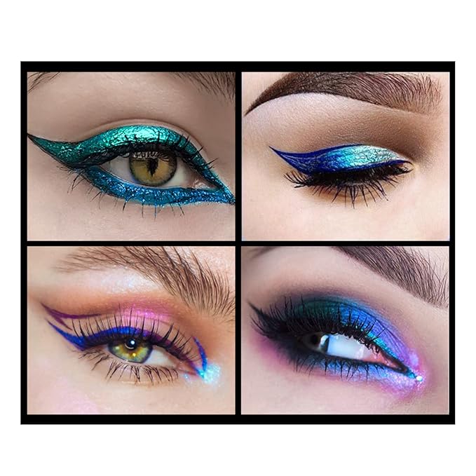 Corleone Glitter Liquid Eyeliner, Metallic Change Color Rainbow Eyeliner Gel MultiColor Highly Pigmented Waterproof Longer-Lasting Colorful Eye Liner Gift Kit for Women and Girls (A3)