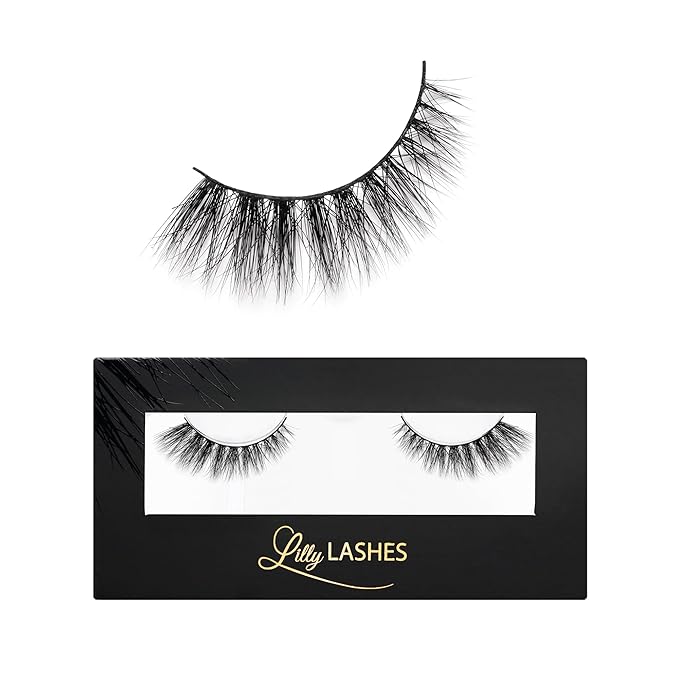 Lilly Lashes Doha 3D Mink Lashes, The Original Lilly Lash for Wispy & Natural Look, Reusable Eyelashes up to 25x, Fluffy Eyelashes, Strip Lashes, Lash Glue not Included