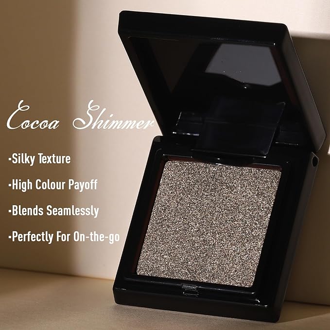UCANBE Cocoa Brown Shimmer Single Matte Eyeshadow, Mini Eye Shadow Powder Makeup Palette for Natural & Smoky Eye Looks, Highly Pigmented Professional Long-Lasting Waterproof Blendable