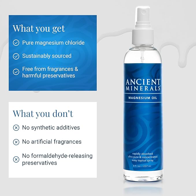 Ancient Minerals Magnesium Oil Refill Bottle, high Concentration Topical Genuine Zechstein Magnesium Chloride Topical Magnesium (33oz)
