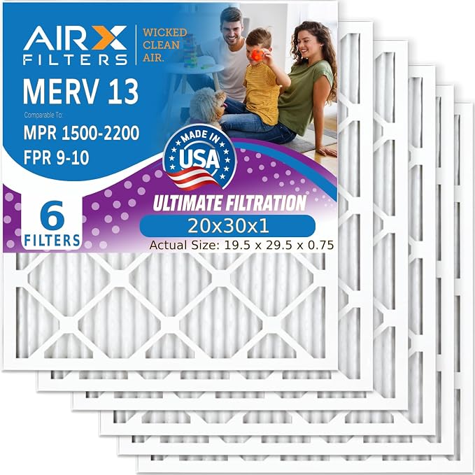 AIRX FILTERS WICKED CLEAN AIR. 20x30x1 Air Filter MERV 13 Electrostatic Pleated by AIRXFILTERSWICKEDCLEANAIR