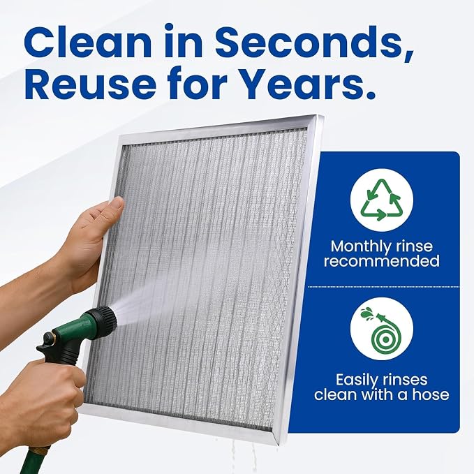 McPherson Reusable Air Filter 20x20x1 | Washable MERV 8 | Made in USA Metal - Image 3