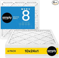 Simply 10x24x1 Air Filter, Merv 8, 6 Pack, by SimplyFilters