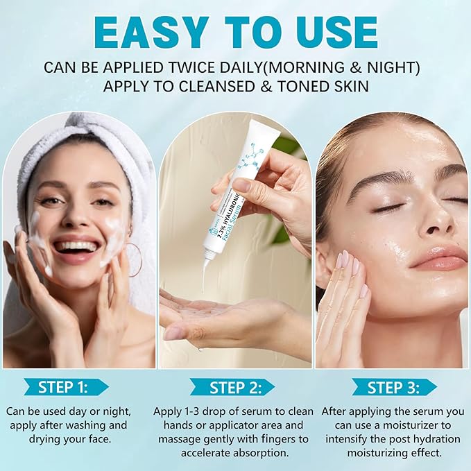 ABOTE 2.3% Hyaluronic Acid Serum for Face with 1% Snail Secretion Filtrate Deep Moisturizing Anti-Aging Anti-Wrinkle (3Pack-Each 0.507 fl.oz | 15ml)