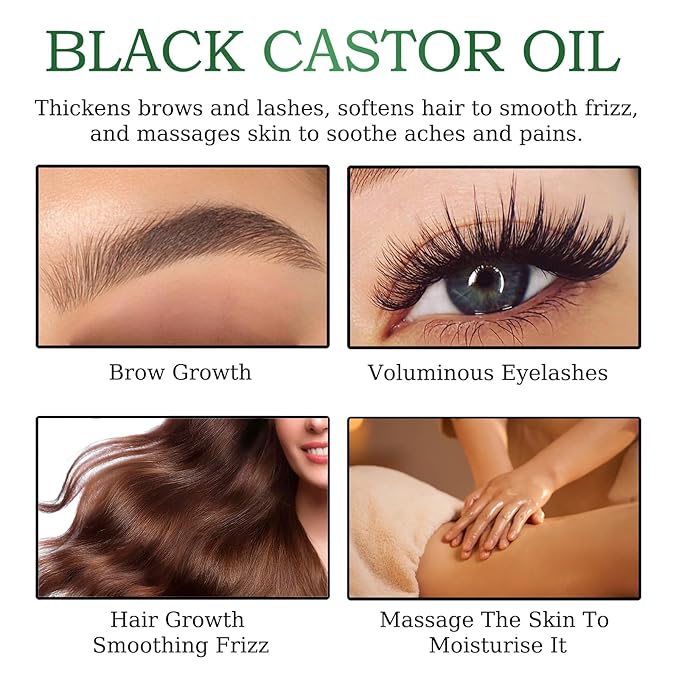 Jamaican Black Castor Oil - 100% Pure Organic Cold Pressed for Hair Growth, Eyelash/Eyebrow Serum, Scalp and Nail Care, Glass Bottle (2.02 Fl Oz) (small, castor)