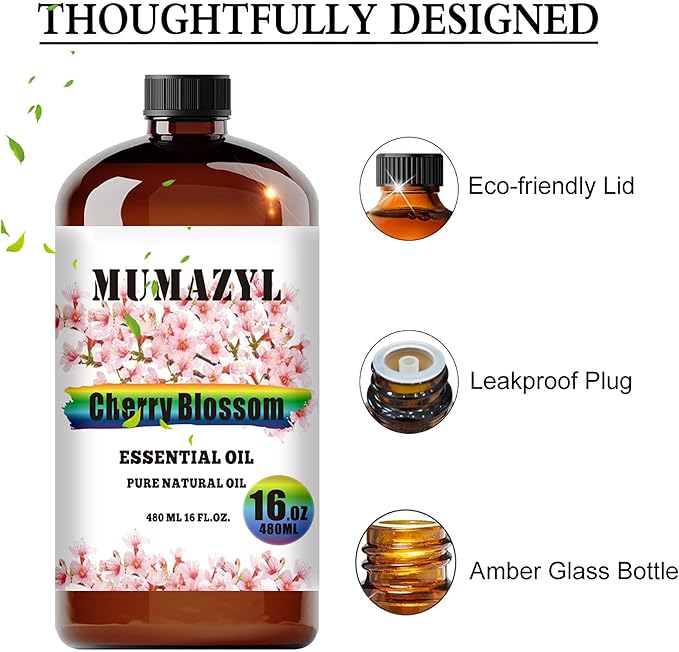 Cherry Blossom Essential Oil, Cherry Blossom Oil 16 Fl Oz 480ML for Diffuser Humidifier Yoga Cleaning DIY Candle Soap Making Essential Oils