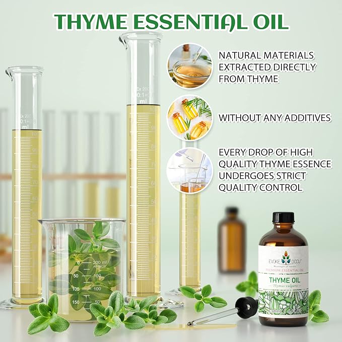 EVOKE OCCU Thyme Essential Oil for Diffuser, Massage, Candle and Soap Making - 4 FL Oz