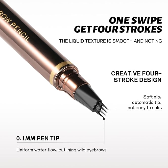 2 Pack Eyebrow Pen, Waterproof Microblading Eyebrow Pencil, 4 Tip Precise Eye Brow Makeup Pen for Women to Effortlessly Create Hair Like Natural Brows, Non Dry Out and Last All Day (Dark Brown)