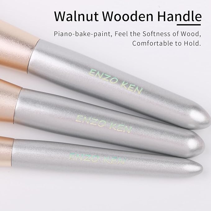 Natural Hair Makeup Brushes Set Professional, Grey Squirrel Hair Makeup Brush Set with Case, Unique Cosmetic Brushes Makeup Set, Natural Makeup Brushes, Natural Bristle Makeup Brushes -Silver