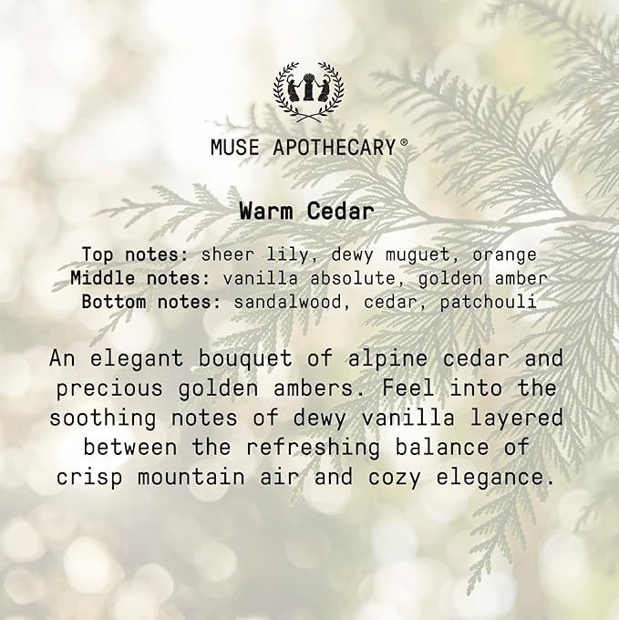Muse Apothecary Room Ritual - Botanical Collection - Room Spray, Aromatic and Relaxing Room Mist, Air Freshener Spray, Infused with Natural Aromatherapy Essential Oils - 8 oz, Warm Cedar