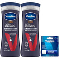 Vaseline Lotion for Men Extra Strength 3-in-1 for Face, Hands & Body + Original Lip Therapy for Dry Lips with Petroleum Jelly (3 Piece Set)