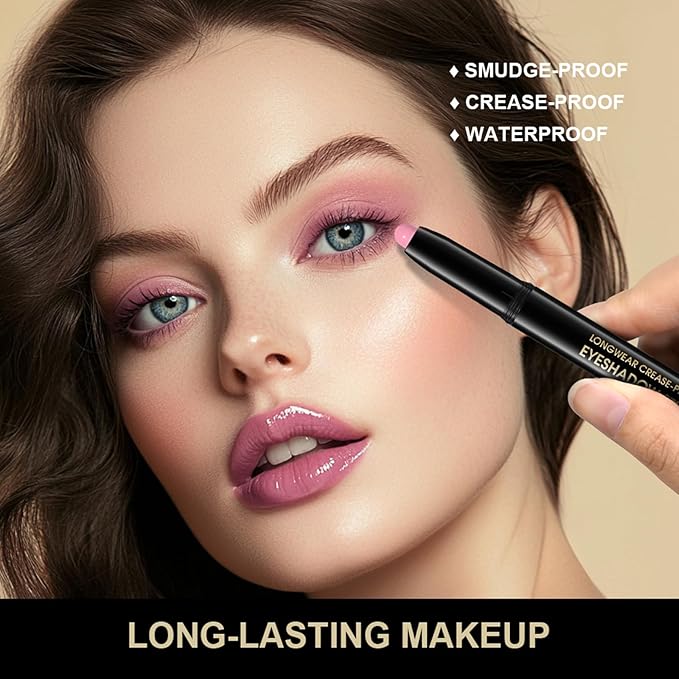 CHIFURE Eyeshadow Stick, Shimmer and Matte Cream Eye Shadow Brightener Sticks Eyeliner Pencil Crayon, Waterproof Long Lasting Eye Highlighter Stick Makeup,0.056 Oz(Matte)