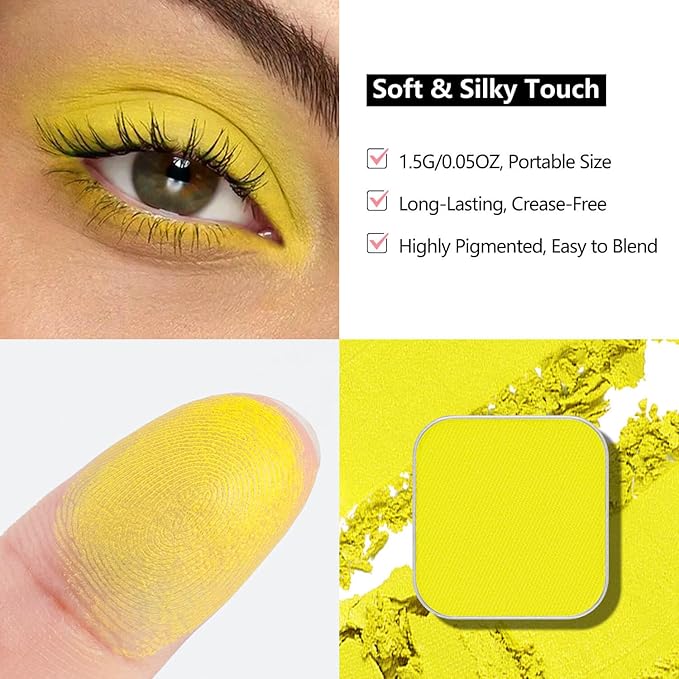 3-Color Eyeshadow Combo Pack – Christmas Red Green Glimmer Bright Yellow, Matte & Shimmer Neutral Shades,Powder, Highly Pigmented, Refills Pans for Custom Magnetic Palette