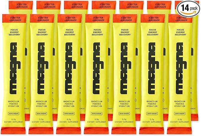 MAGNA Electrolytes Powder Drink Mix for Hydration, Energy & Focus Support with Magnesium L Threonate, Sodium, Potassium, Vitamin D, B6 & B12, Sugar Free, Tea Lemonade Flavor, 14 Servings