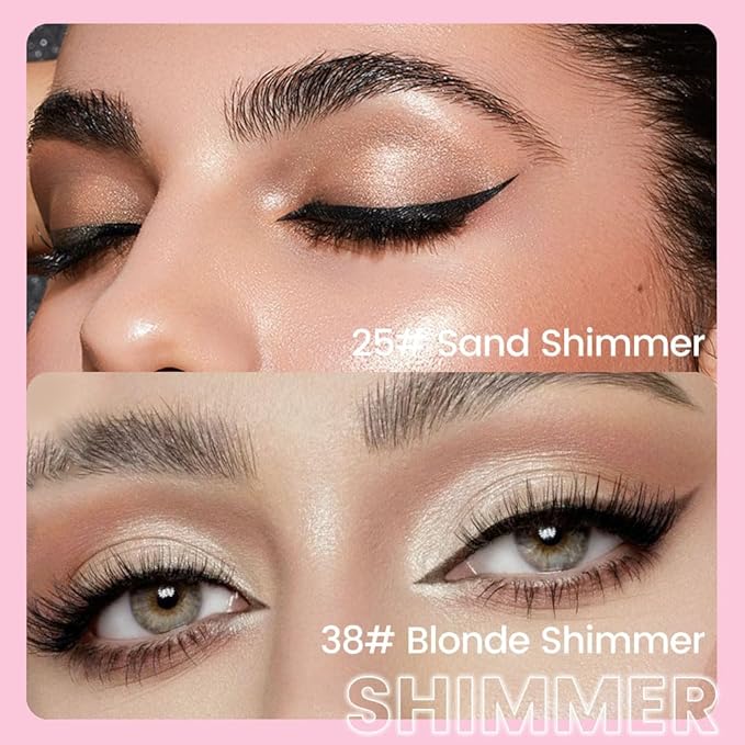 evpct 2Pcs Cream Eye Shadow Brightener Sticks Set for Eyes Waterproof, Sand & Blonde Shimmer Cream Eyeshadow Applicator Stick Long Lasting Pigmented Eye Makeup sombras en crema para ojos 25+38