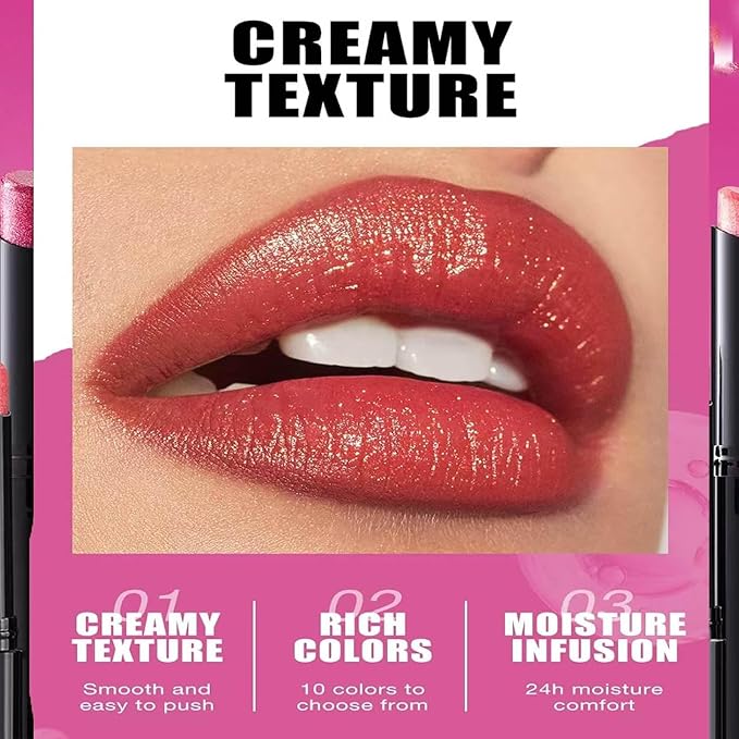 Lipstick For Women Matte Nude Glitter Highly Pigmented Moisturizing Lip stick Hypoallergenic Waterproof Long Lasting Lipsticks Quick Makeup Lightweight Portable Magenta # 09