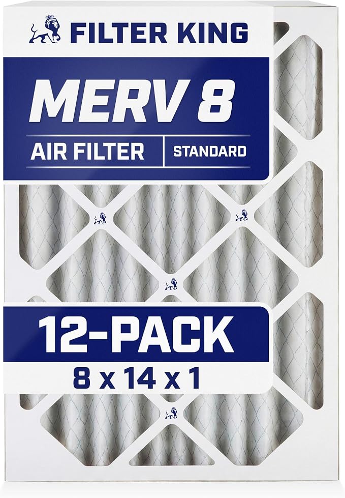 Filter King 8x14x1 Air Filter | 12-PACK | MERV 8 HVAC Pleated A/C Furnace by FilterKing
