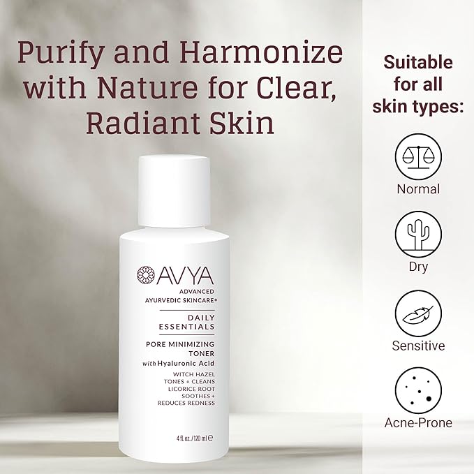 AVYA Pore Minimizing Toner (4 fl oz) - Infused with Hyaluronic Acid, Witch Hazel for Toning and Cleansing, Licorice Root for Soothing and Redness Reduction