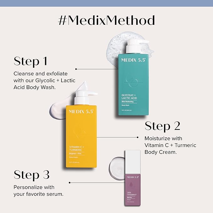 Medix 5.5 Vitamin C Cream Body Lotion & Face Moisturizer | Anti Aging Vitamin C Lotion For Women & Men Helps Soften The Look Of Dark Spots, Wrinkles, & Uneven Looking Skin Tone, 3OZ, 3PC Travel Size
