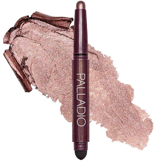 Palladio Waterproof Eyeshadow Stick with Blending Sponge, Long Lasting & Effortless Application, Smudge Free & Crease Proof Formula, Matte & Shimmer Shades, Buildable Eye Shadow (Burgundy Shimmer)