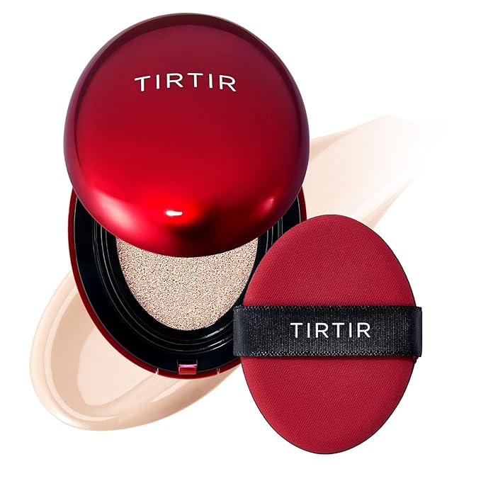 TIRTIR Mask Fit Red Cushion Foundation | Full coverage, Weightless, Skin fit, Satin Glow Finish, Korean Makeup BB Foundation, beauty, Tattoo cover up, Buildable (#15C Fair Porcelain, 0.63 Fl Oz)
