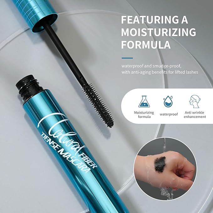 2 Pack Volumizing Mascara for Older Women 60 Plus - Lengthening & Thickening Formula, Smudge-Proof, Clump-Free, Waterproof Mascara for Thin Lashes, Ultra-Defining Lash Lift for Mature Eyes (Black, 2)