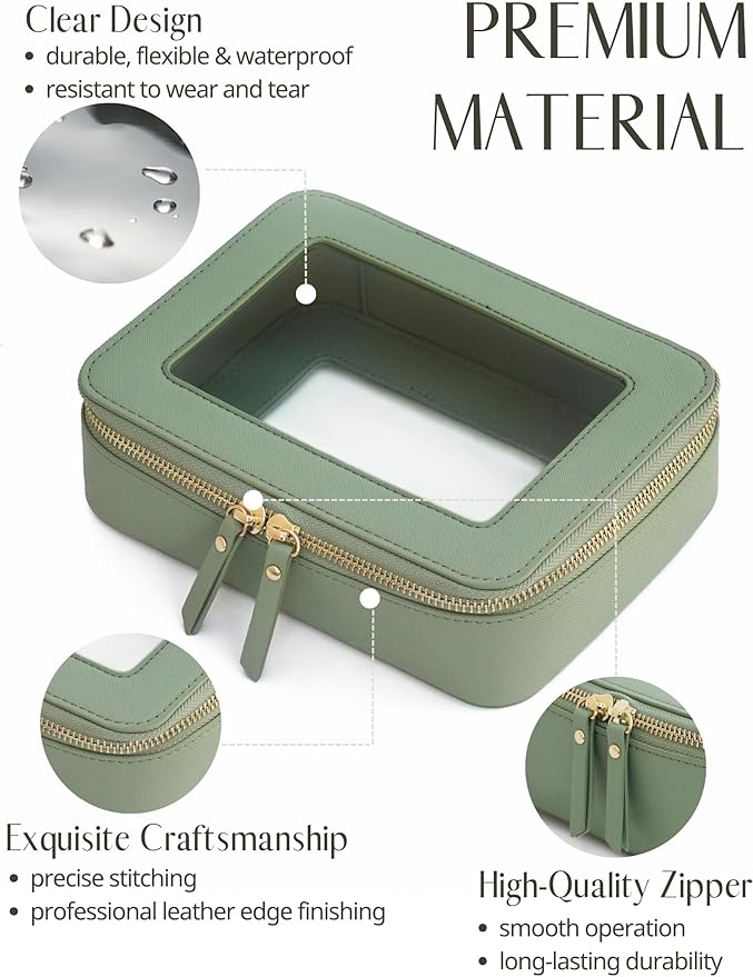 Popvibe Clear Makeup Bag Travel Cosmetic Case Transparent Toiletry Bag with Zipper, Portable Make Up Organizer Traveling Compact Car Bag for Essentials