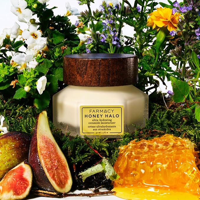 Farmacy Ceramide Face Moisturizer - Honey Halo Hydrating Facial Moisturizer for Dry Skin - Plumps, Soothes + Restores Skin with Potent Ceramides + Buckwheat Honey for a Dewy, Healthy Glow (9ml)