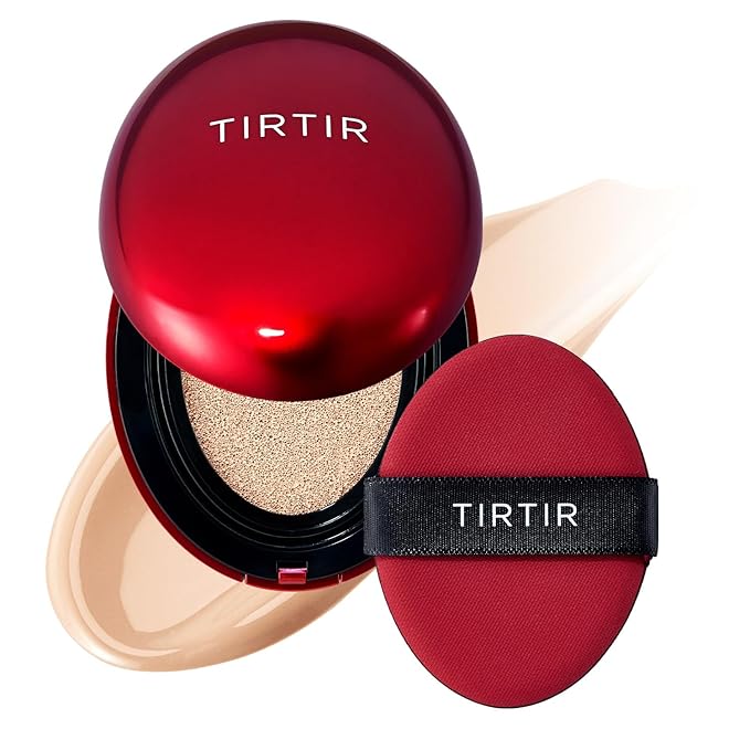 TIRTIR Mask Fit Red Cushion Foundation | Full coverage, Weightless, Skin fit, Satin Glow Finish, Korean Makeup BB Foundation, beauty, Tattoo cover up, Buildable (#21C Cool Ivory, 0.63 Fl Oz)