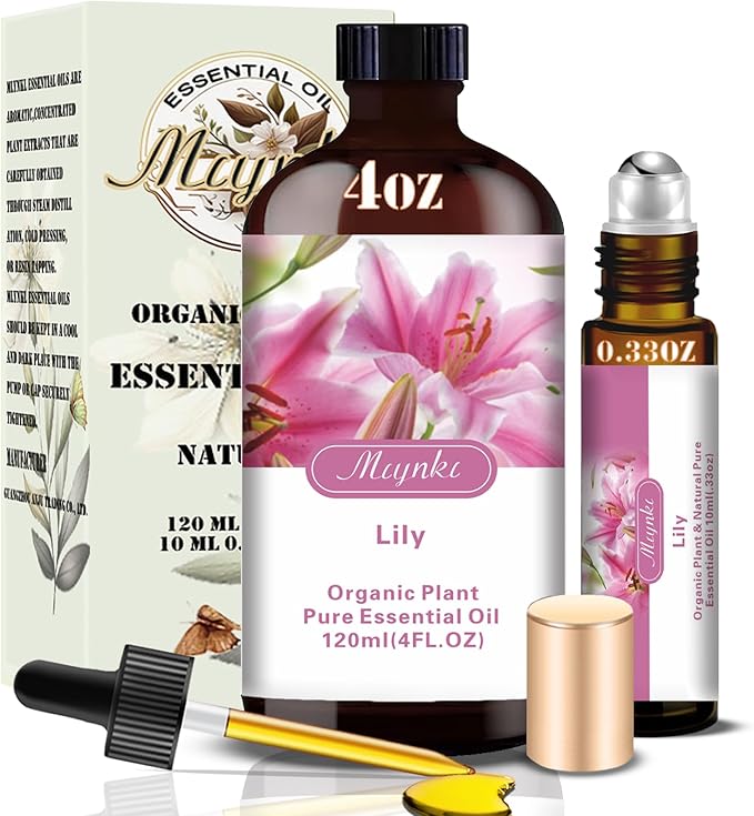 Lily Fragrance Oil-Lily Essential Oil 4.33oz (130ml)-100% Pure Natural Scent for Diffusers, Candles, Soap Making & Aromatherapy-Relaxing Home & Gift Essential Oil for Bath, Massage