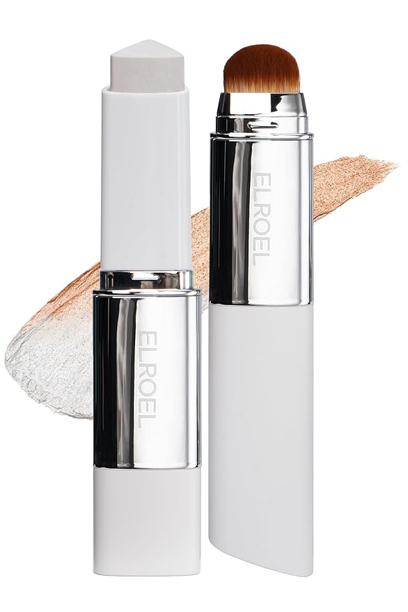 Blanc Cover Cream Stick V White - Korean Color-Changing Foundation Stick with Volufiline - Medium to Full Coverage Dewy Finish Base Makeup - Dual-Ended with Detachable Brush (202 Natural)