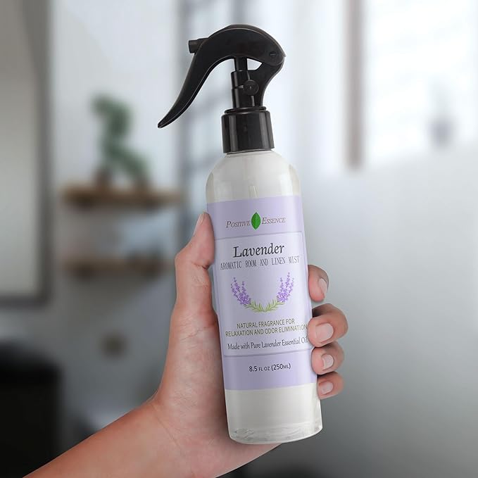 Lavender Room and Linen Spray – Natural Pillow Mist with Pure Lavender Essential Oil, Calming Home Fragrance, Sleep Spray, Bathroom Freshener, Fabric and Air Freshener – 8.5 fl oz