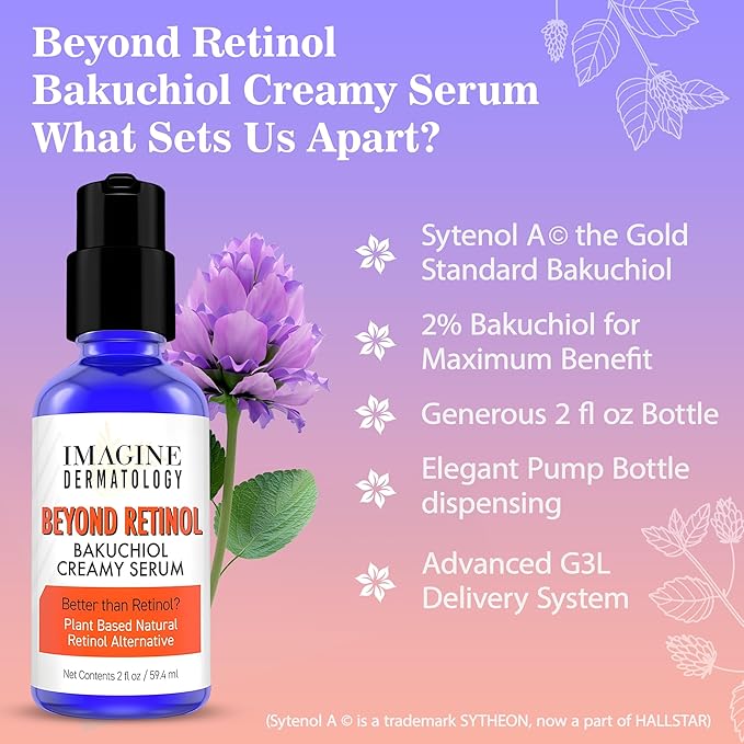 2% Bakuchiol 2 floz Creamy Serum - Beyond Retinol Generous Size - G3L Delivery System for Anti-Aging & Anti Wrinkle Moisturizer Bio-Retinol - Bakuchiol Oil, 59.4 ml