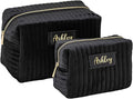 Personalized Makeup Bag, Black Velvet Custom Name Travel Makeup Bag for Women Teen Girls Birthday Gifts Mothers Day Gifts for Mom