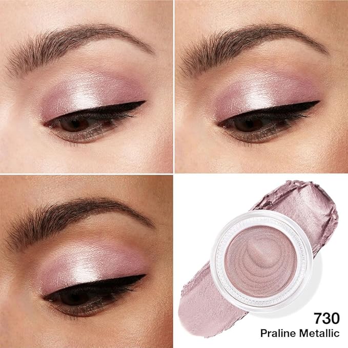 evpct Single Cream Eye Shadow Palette Pot Makeup for older Women, Praline Dusty Pink Mauve Shimmer Glitter Metallic Monochrome Cream to Powder Eyeshadow Palette Eye Brightener, Waterproof Blendable
