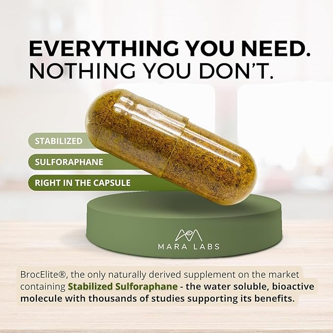 Mara Labs Broc Elite Plus | Broccoli Supplement w/Stabilized Sulforaphane Extract | Zero Glyphosate Residue | 30 Vegetable Capsules